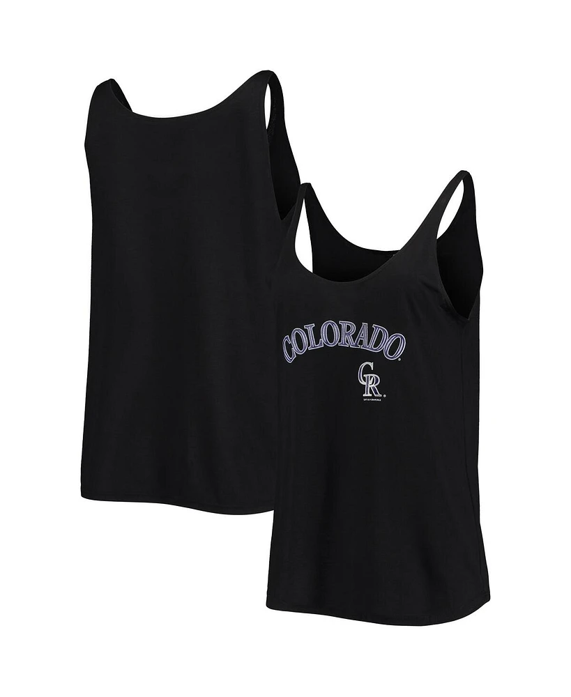 Women's Soft As A Grape Black Colorado Rockies Slouchy Tank Top