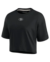 Women's Fanatics Signature Black San Francisco 49ers Super Soft Short Sleeve Cropped T-shirt