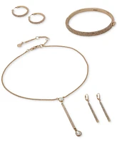Dkny Gold-Tone Small Micropave Huggie Hoop Earrings, 7/10"