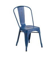 Banks Indoor/Outdoor Stacking Metal Dining Chair With Single Slat Back And Distressed Powder Coated Finish