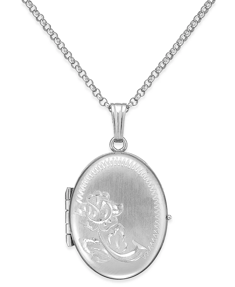 Embossed Four-Picture Oval Locket in Sterling Silver