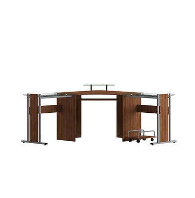 Laminate Corner Desk With Pull-Out Keyboard Tray And Cpu Cart