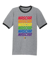 Men's Checkered Flag Sports Gray Nascar Repeat Logo T-shirt