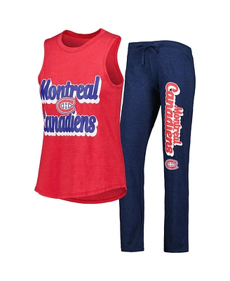Women's Concepts Sport Heather Red, Heather Navy Montreal Canadiens Meter Muscle Tank Top and Pants Sleep Set
