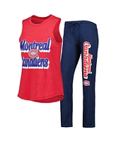Women's Concepts Sport Heather Red, Heather Navy Montreal Canadiens Meter Muscle Tank Top and Pants Sleep Set