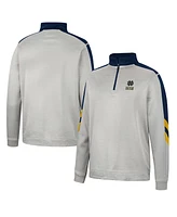 Men's Colosseum Gray, Navy Notre Dame Fighting Irish Bushwood Fleece Quarter-Zip Jacket