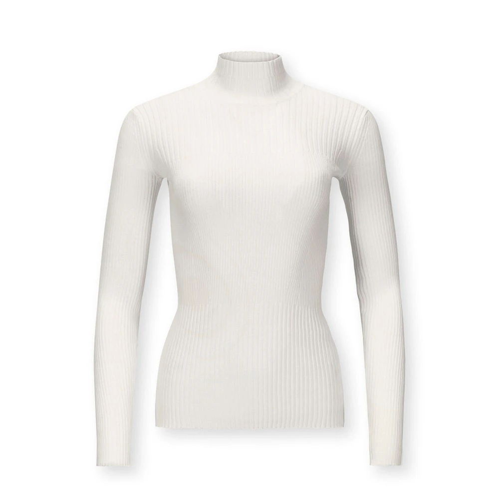Hope & Henry Women's Long Sleeve Mock Neck Rib Knit Sweater