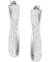 Crystal Pave Wavy Oval Hoop Earrings