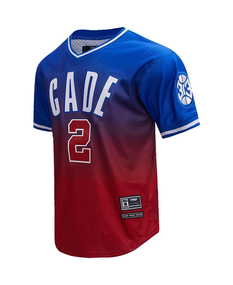 Men's Post Cade Cunningham Royal, Red Detroit Pistons Ombre Name and Number T-shirt