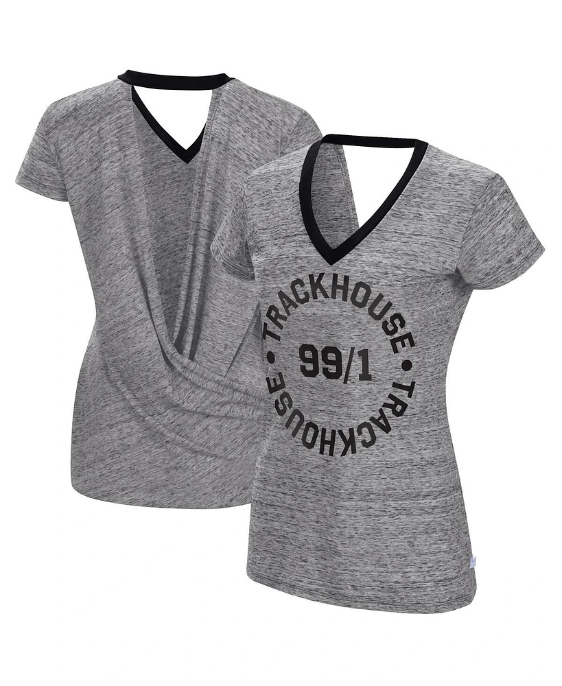 Women's Touch Heather Black Trackhouse Racing Halftime Back Wrap T-shirt