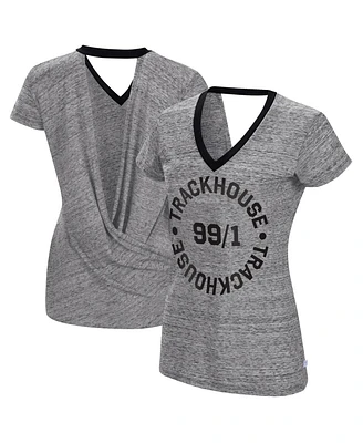 Women's Touch Heather Black Trackhouse Racing Halftime Back Wrap T-shirt