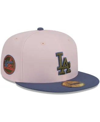 Men's New Era Pink, Blue Los Angeles Dodgers Olive Undervisor 59FIFTY Fitted Hat
