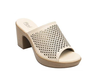Women s Leather Heel Slip-On Sandals By Flexi