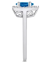Macy's London Blue Topaz (1 ct. t.w.) and Diamond (1/5 Halo Ring 14K White Gold