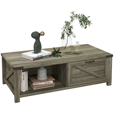 Homcom Farmhouse Table with Storage and Drawer,