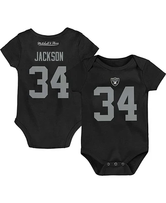 Newborn and Infant Boys and Girls Mitchell & Ness Bo Jackson Black Las Vegas Raiders Retro Name and Number Bodysuit