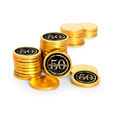 Just Candy 50th Birthday Candy Party Favors Chocolate Coins, 84 Pieces