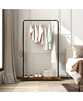 Industrial Pipe Rolling Garment Rack Heavy Duty Clothing Rack with Hooks & Shelf