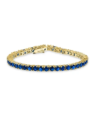 Bling Jewelry Classic 12CTW Prong Basket Set Round Cubic Zirconia Solitaire Cz Tennis Bracelet Gold Plated 7.5 Inch