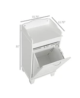 Bathroom Hamper Wood Laundry Tilt Out Basket Storage Bench Furniture cabinet