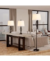 Homcom 3 Piece Floor Lamps with Rounded Base and Steel Pole, and