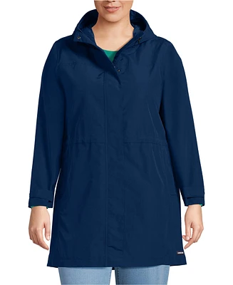 Lands' End Women's Plus Squall Hooded Waterproof Raincoat