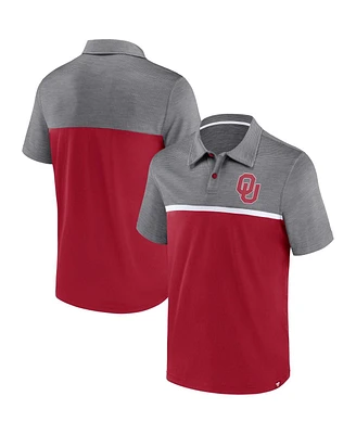 Men's Fanatics Crimson, Gray Oklahoma Sooners Polo Shirt