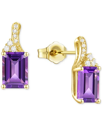 Amethyst (1-5/8 ct. t.w.) & Lab-Grown White Sapphire (1/10 Stud Earrings 14k Gold-Plated Sterling Silver (Also Blue Topaz