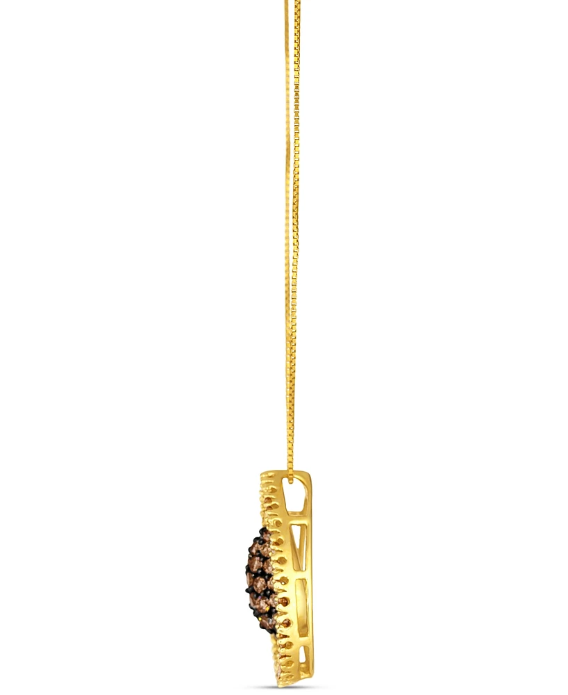 Le Vian Chocolate Diamond & Nude Diamond Double Orbital Pear Halo Adjustable 20" Pendant Necklace (3/4 ct.t.w.) in 14k Gold