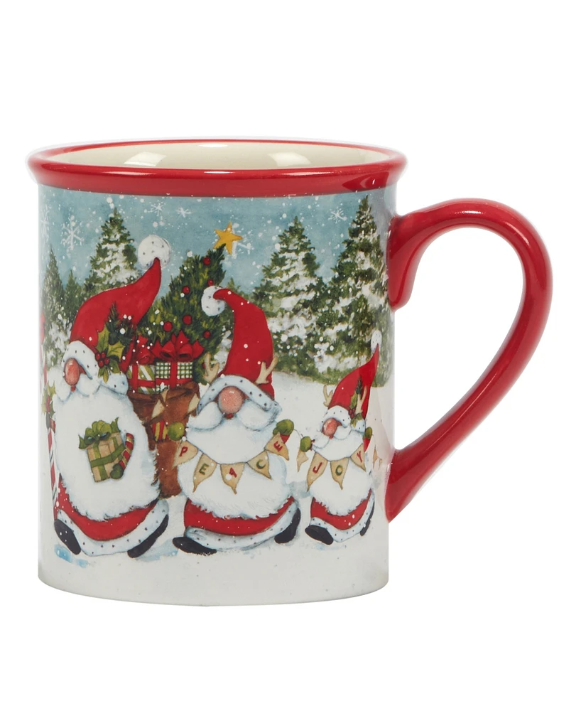 Certified International Christmas Gnomes 16 oz Mugs Set of 4, Service for 4