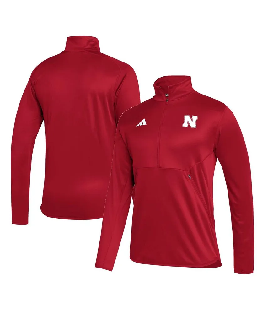 Men's adidas Scarlet Nebraska Huskers 2023 Sideline Aeroready Half-Zip Top