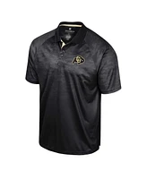 Men's Colosseum Black Colorado Buffaloes Honeycomb Raglan Polo Shirt