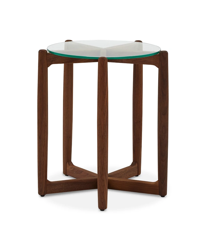 Hetta 19.69" Walnut Round Side Table
