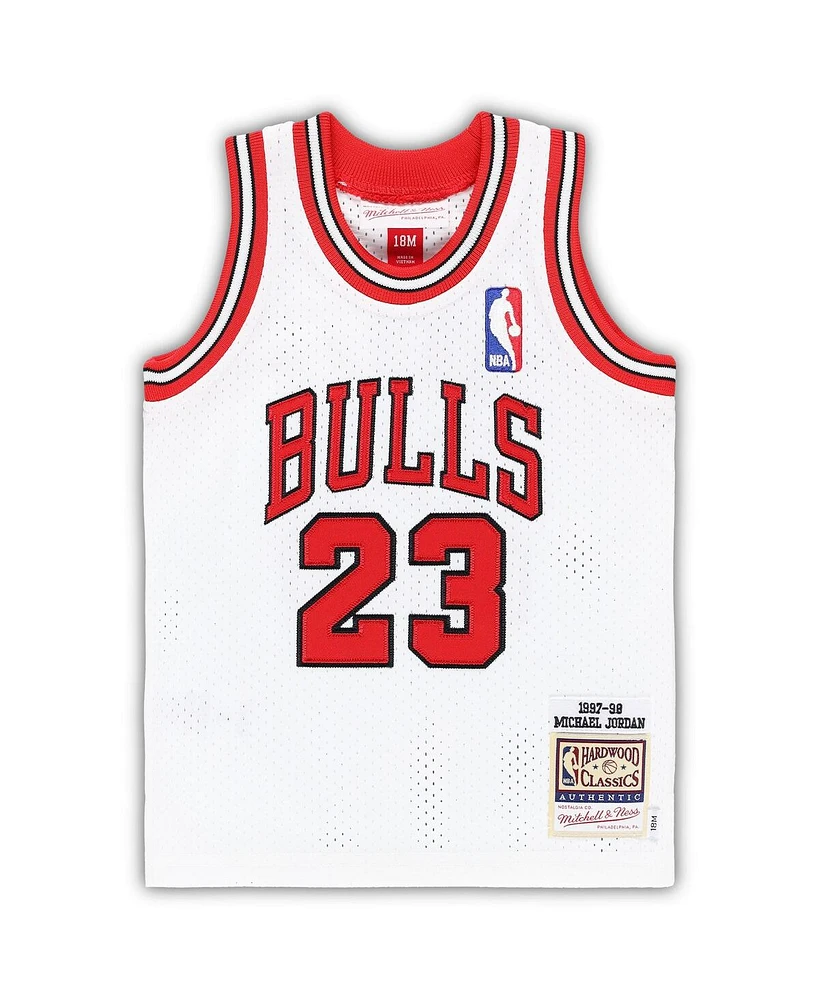 Infant Boys and Girls Mitchell & Ness Michael Jordan White Chicago Bulls 1997/98 Hardwood Classics Authentic Jersey