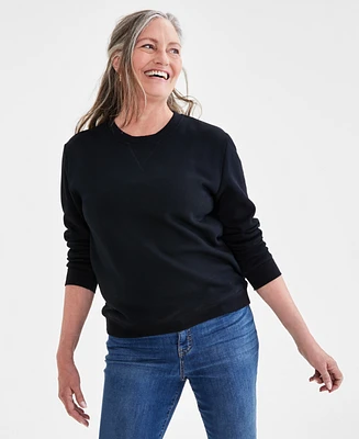 Style & Co Petite Crewneck Long-Sleeve Fleece Sweatshirt, Created for Macy's