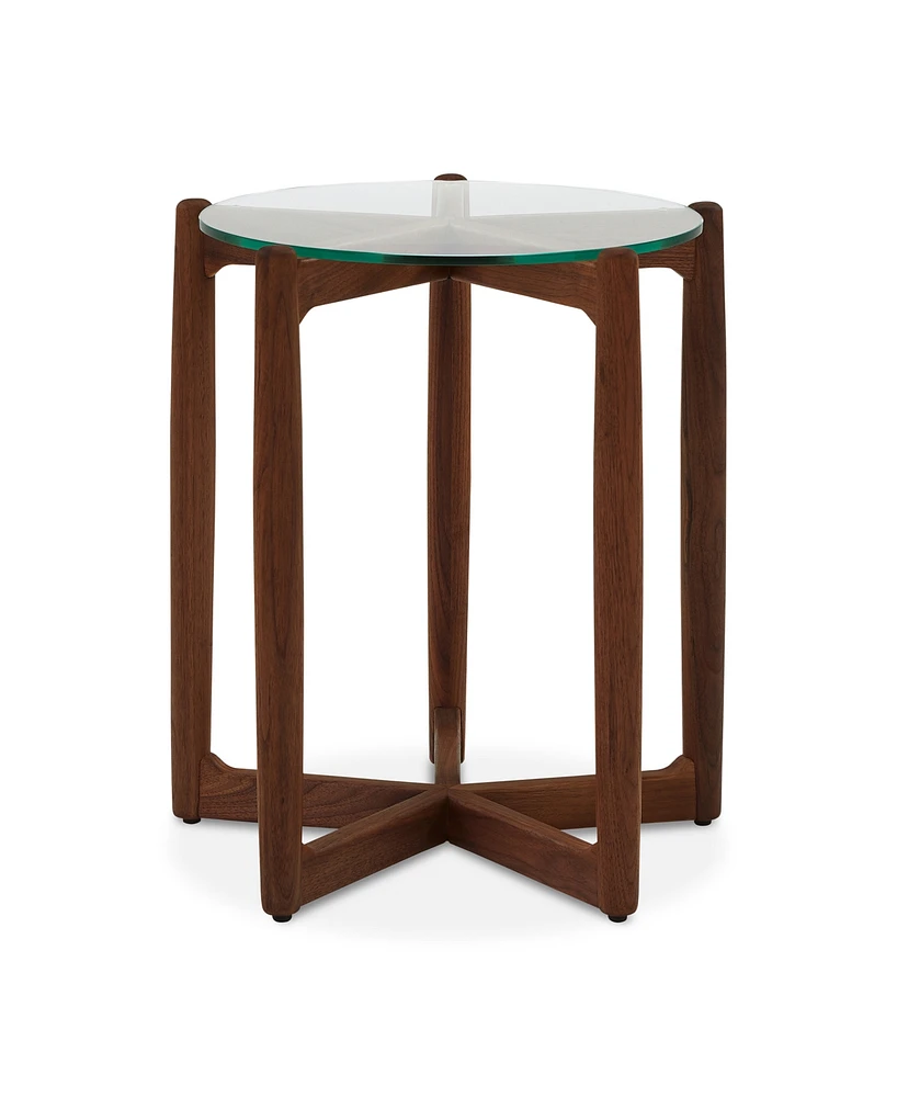 Hetta 19.69" Walnut Round Side Table