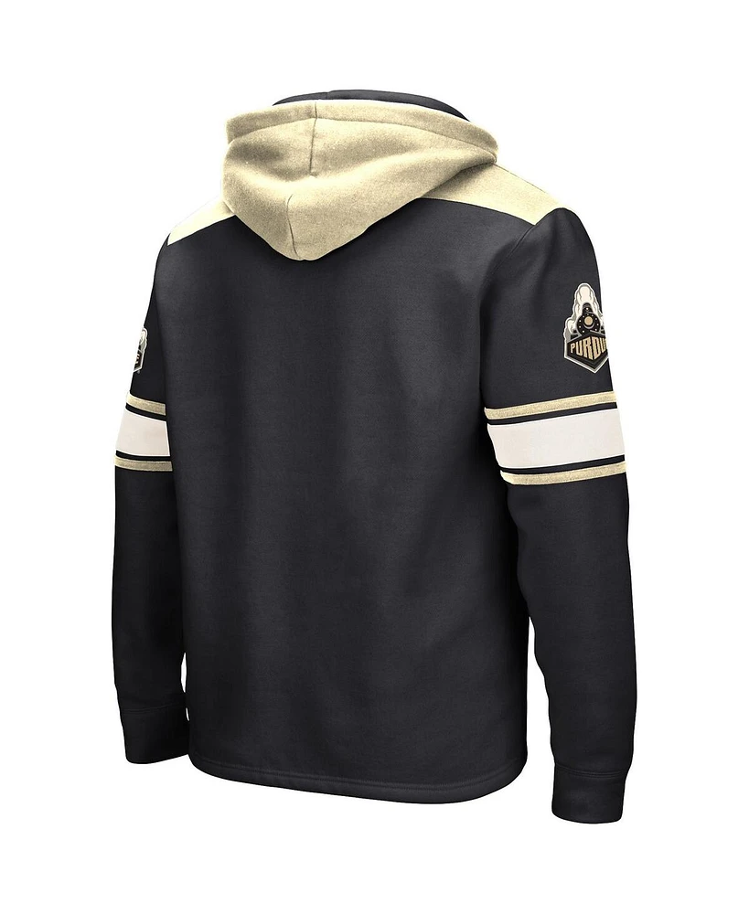 Men's Colosseum Black Purdue Boilermakers Big and Tall Hockey Lace-Up Pullover Hoodie