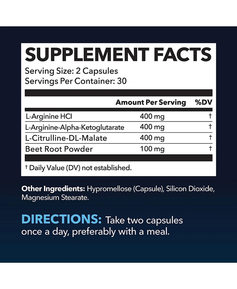 L-Arginine Capsules for Men's Stamina, Endurance & Performance, Havasu Nutrition, 60ct