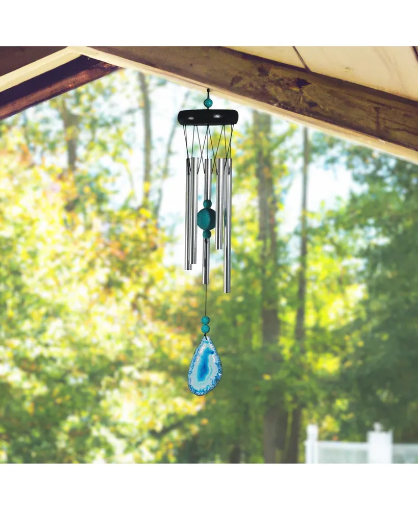 Fc Design 20" Long Wooden Top Geode Wind Chime with Gem Home Decor Perfect Gift for House Warming