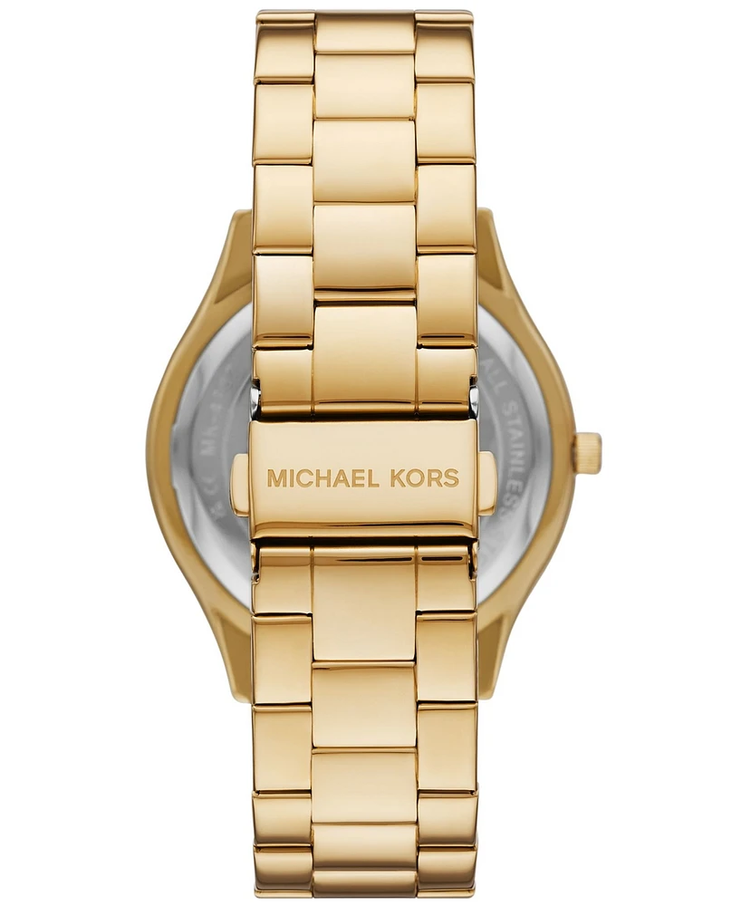 Michael Kors Women's Slim Runway Three-Hand Gold-Tone Stainless Steel Watch 42mm