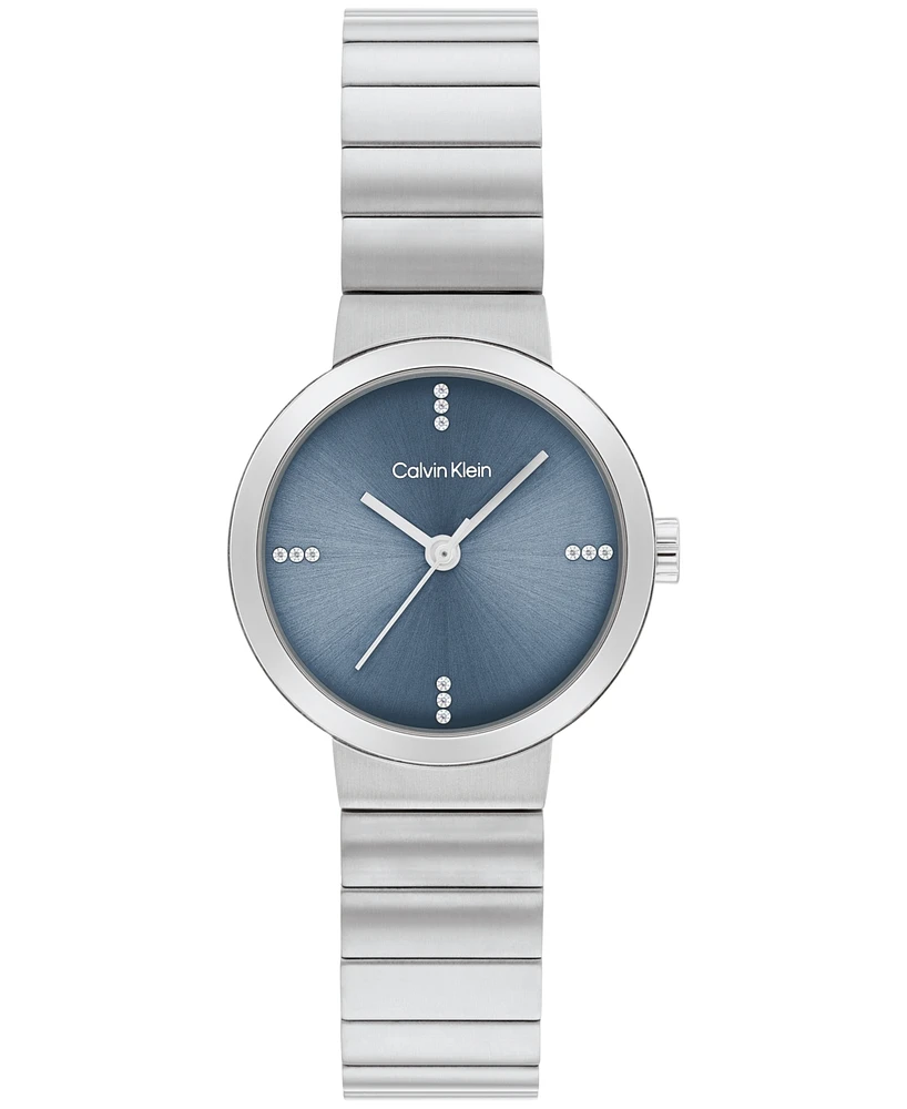 Calvin Klein Women's Three Hand Silver Stainless Steel Bracelet Watch 25mm