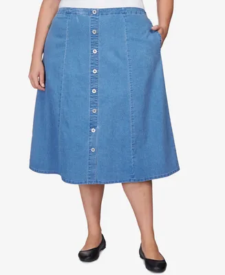 Alfred Dunner Plus Size Paneled Denim Skirt
