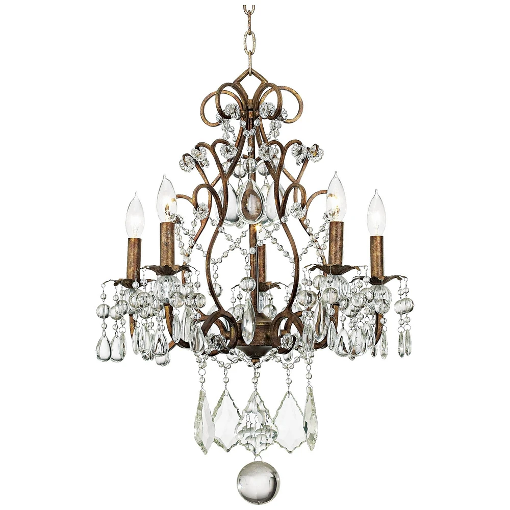 Vienna Full Spectrum Jolie Bronze Small Chandelier Lighting 19 1/2" Wide French Country Crystal Beaded 5-Light Fixture for Dining Room House Foyer Ent