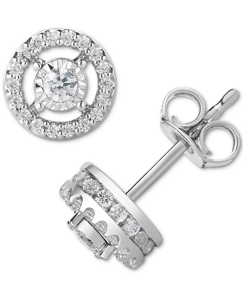 TruMiracle Diamond Halo Stud Earrings (1/2 ct. t.w.) in 14k White Gold