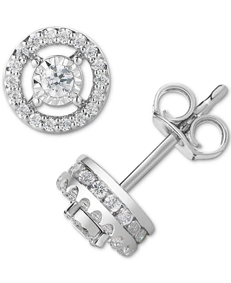 TruMiracle Diamond Halo Stud Earrings (1/2 ct. t.w.) in 14k White Gold