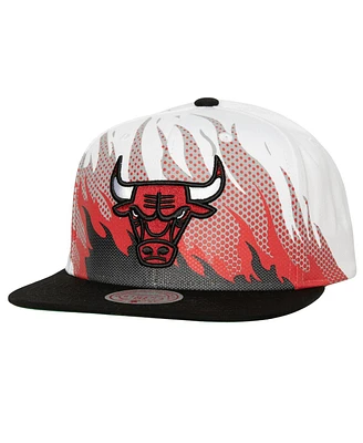 Men's Mitchell & Ness White Chicago Bulls Hot Fire Snapback Hat