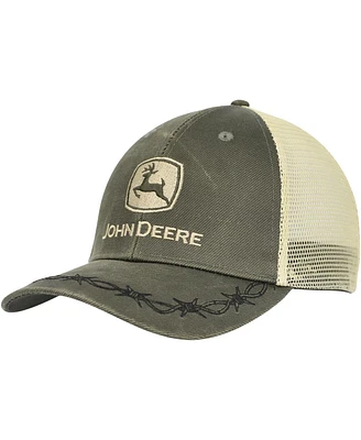 Men's Top of the World Olive John Deere Classic Oil Skin Trucker Adjustable Hat