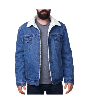 Alpine Swiss Men's Sherpa Lined Denim Jacket Classic Button Up Jean Trucker Coat