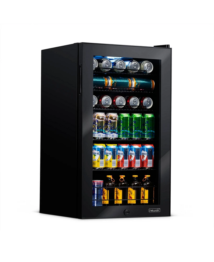 Newair 126 Can Freestanding Beverage Fridge in Onyx Black with Adjustable Shelves