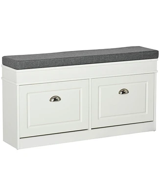 Homcom Shoe Bench, Storage Organizer W/ 2 Drawers, Holds 8 Pairs,